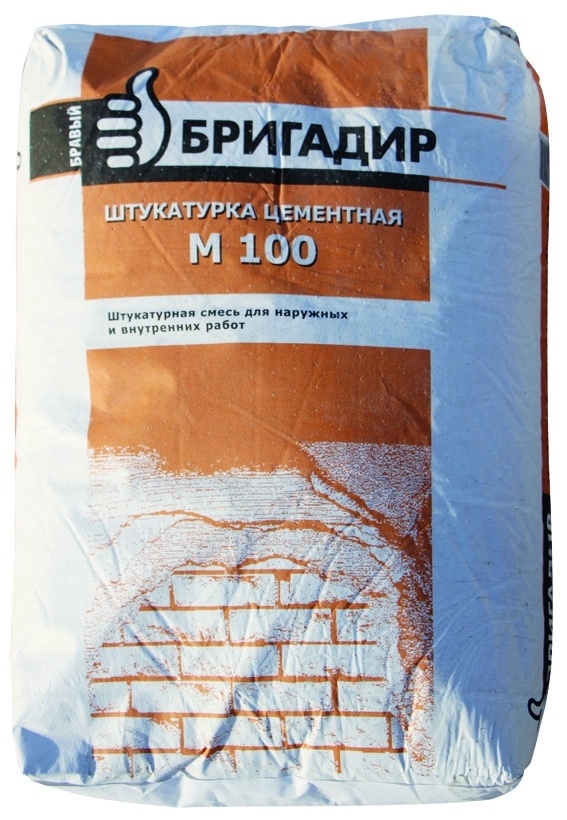 Штукатурка цементная М-100 БРАВЫЙ БРИГАДИР 25 кг фото 1