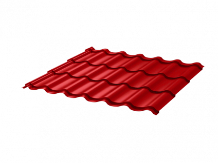 Металлочерепица МЧ2 Монтеррей 0.45 ПЭ RAL3020 красный насыщенный фото 1
