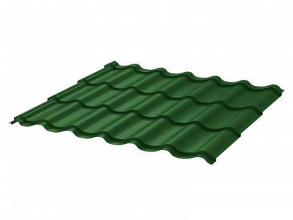 Металлочерепица МЧ2 Монтеррей Ретро 0.45 ПЭ RAL6005 зеленый мох фото 1