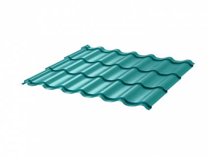 Металлочерепица МЧ2 Монтеррей Макси 0.5 ПЭ RAL5021 морская волна фото 1